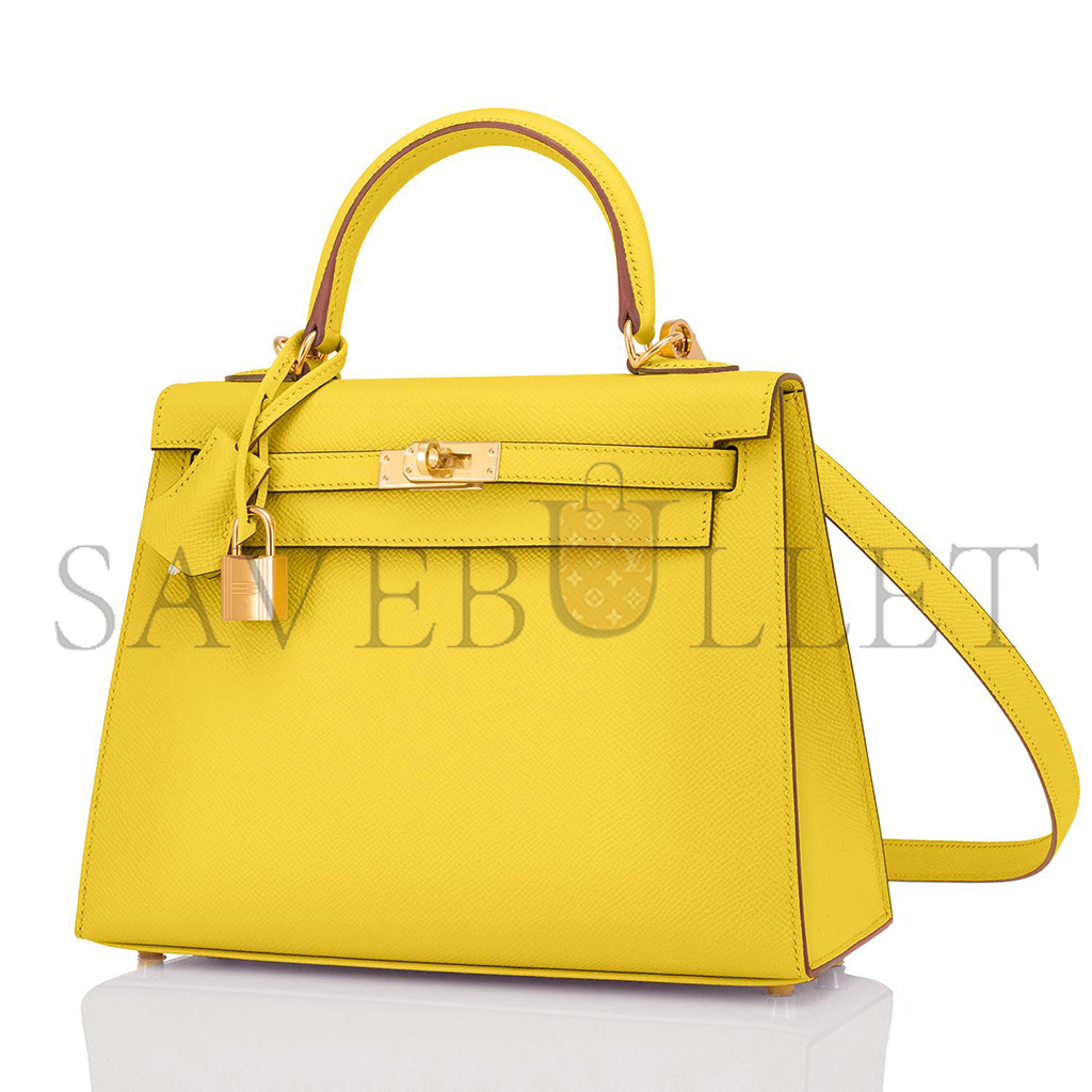 HERMÈS MASTER KELLY 25 LEMON YELLOW EPSOM GOLD HARDWARE (25*17*7cm)